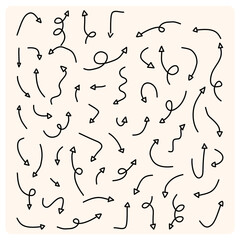 Simple lines made with black arrows hand drawn in various styles