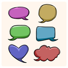 Comic style pencil filled with doodle bubbles