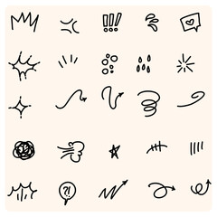 Line hand drawn doodle expression elements