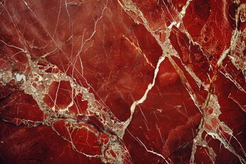 Image of Crimson red marble pattern with white veins. Texture for background usage