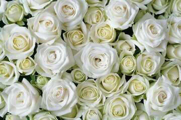 Obraz premium Natural floral background with bouquet of white roses. High quality photo
