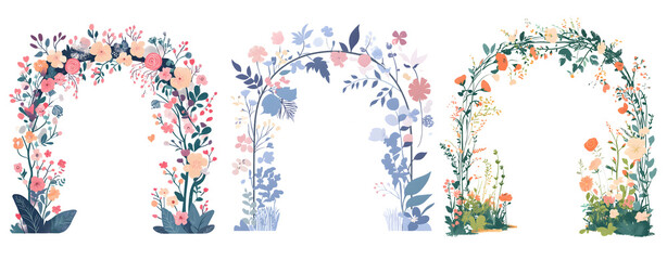 Colorful Floral Arches with Various Flower Arrangements and Designs