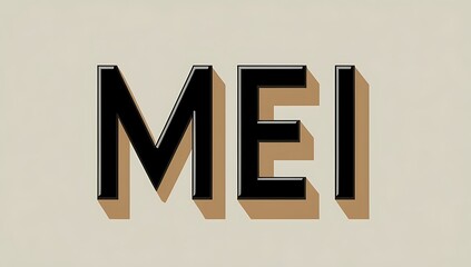 Black letters MEI on beige background with shadows