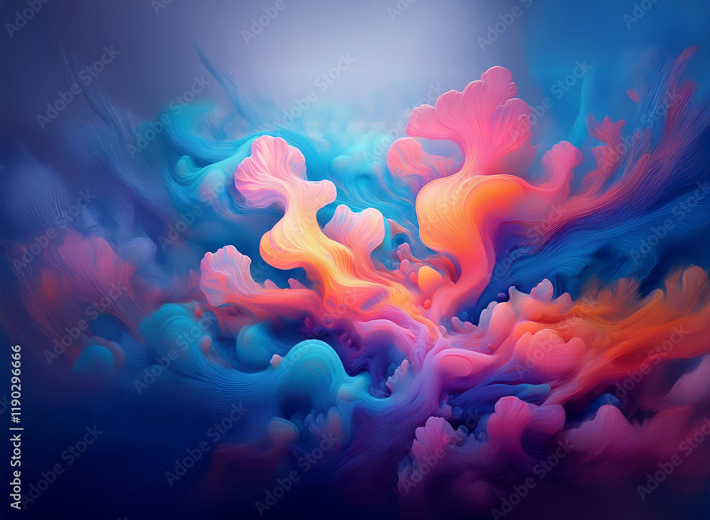 Poster abstract swirling colors create a vibrant, dynamic composition against a dark blue background. the i