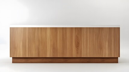 Full-Length Image Of Brown Wooden Counter With Sharp Surface Details And Textured Grain On Clean White Background, Perfect For Minimalist And Rustic Interior Design Concepts