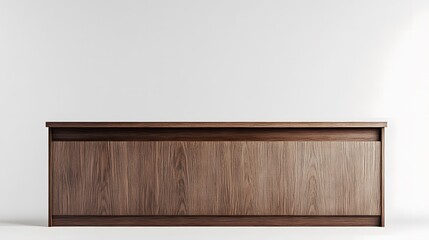 Full-Length Image Of Brown Wooden Counter With Sharp Surface Details And Textured Grain On Clean White Background, Perfect For Minimalist And Rustic Interior Design Concepts