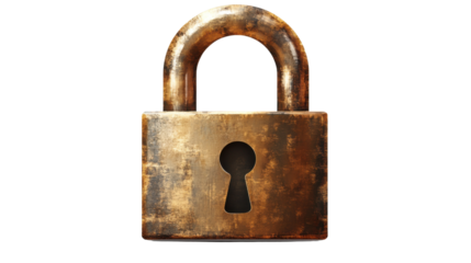 old rusty padlock isolated on white background