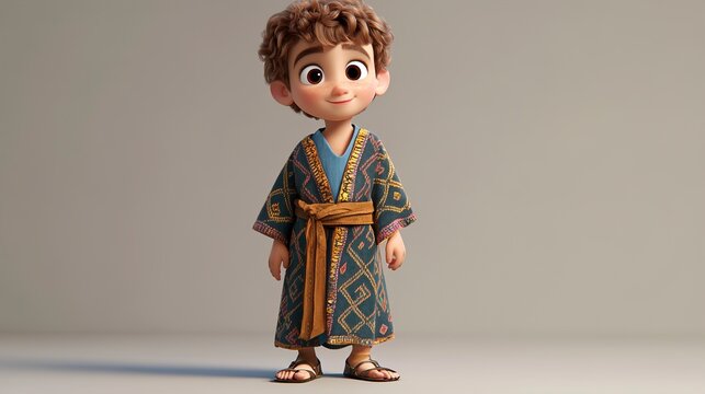 Adorable 3D Render of a Young Boy in Traditional Clothing