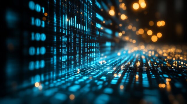 Abstract Digital Data Stream Flowing Through Cyberspace