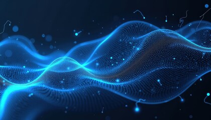 Electric blue flowing lines dark grainy black blue background noise texture futuristic dynamic poster header cover wallpaper banner backdrop design.