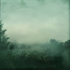 Fototapeta premium Minty Shades of Nostalgia: A Dreamy Landscape Altered by the Jaded Color Effect Creating an Ethereal Atmosphere That Transports the Viewer to a World of Subdued Hues and Soft Focus