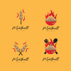 Meatball Logo, Vector For Food Stall Brand, Fast Food Simple Design Icon, Template Illustration