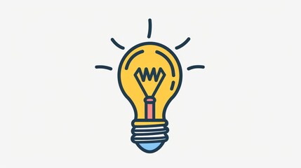 Light Bulb Idea Illustration with Glowing Filament on White