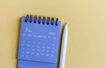Hello March. March 2025 planning calendar on your desktop.