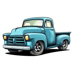 Classic Blue Pickup Truck Illustration