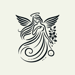 Obraz premium Beautiful Angel Wings Logo Design, Elegant Angel Logo
