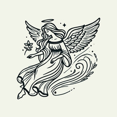 Beautiful Angel Wings Logo Design, Elegant Angel Logo