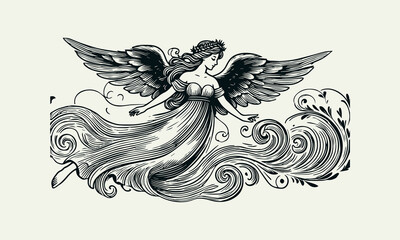 Beautiful Angel Wings Logo Design, Elegant Angel Logo