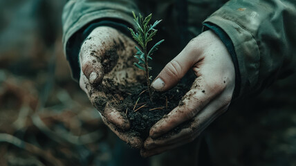 Obraz premium Hands of Growth – Double Exposure