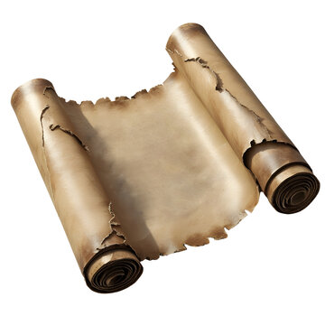 Antique Rolled Parchment with Tattered Edges