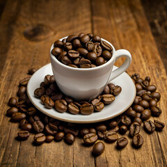 Fototapeta premium Cup full of coffee beans.