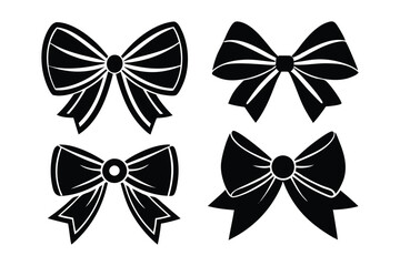 Set of different styles of bows silhouette art design11.eps