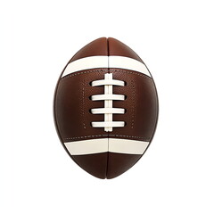A brown American football with white stripes