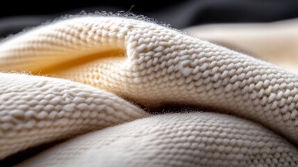 Fototapeta premium Creamy Knit Texture: A Close-Up of Soft, Luxurious Wool