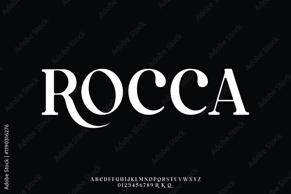 Poster elegant rounded serif alphabet display font vector for branding design