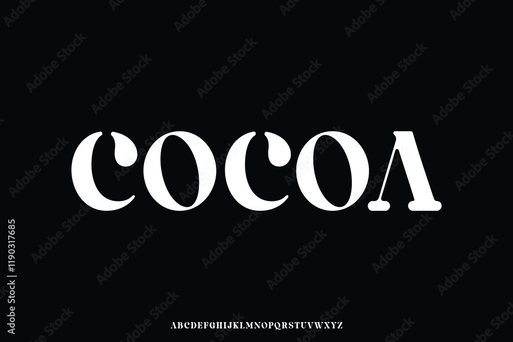 Poster unique bold rounded serif alphabet display font vector for branding design