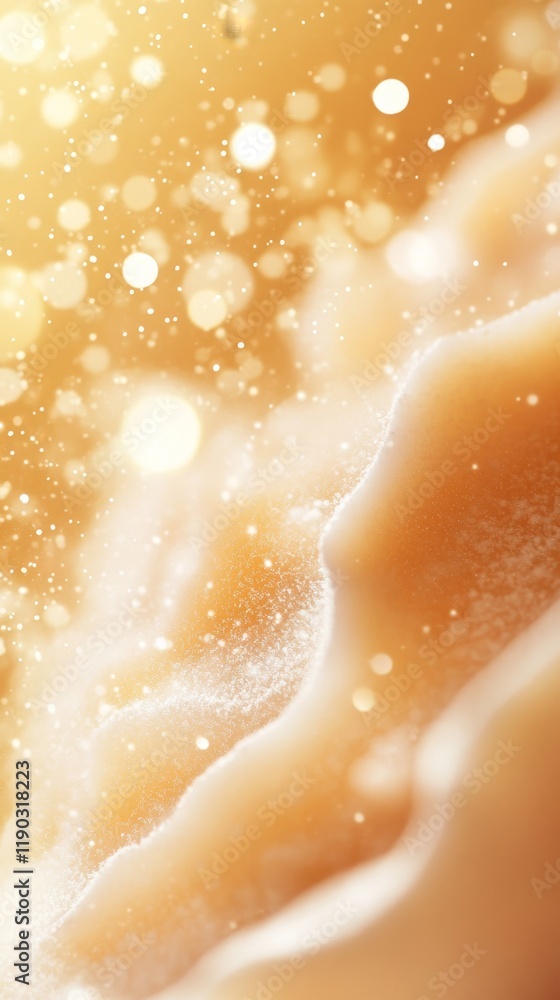 Poster abstract golden background with soft wave patterns and glowing lights