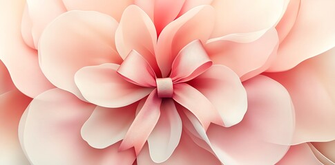 Obraz premium Delicate Pink Blossom with Satin Bow: A Romantic Floral Artwork
