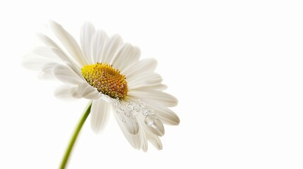 Single White Daisy Flower on White Background