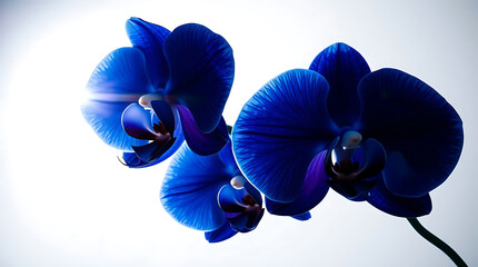 Close-up of Vibrant Deep Blue Orchids