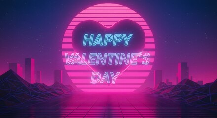 Fototapeta premium Neon valentine heart glowing with lightning effect for creative card and stylish romantic theme ideal for unique celebration