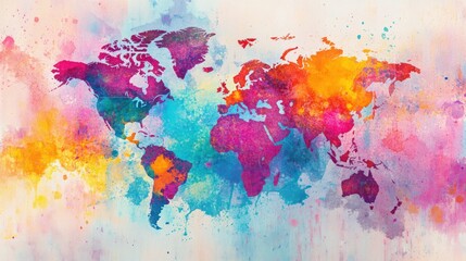 Vibrant Watercolor World Map: A Colorful Journey