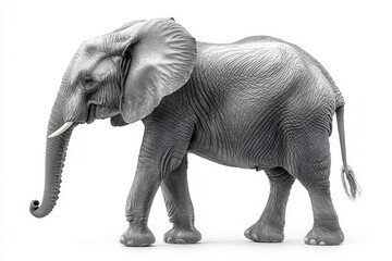 Obraz premium African elephant, walking, isolated, detailed texture.