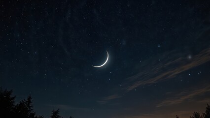 Naklejka premium night sky with moon and stars