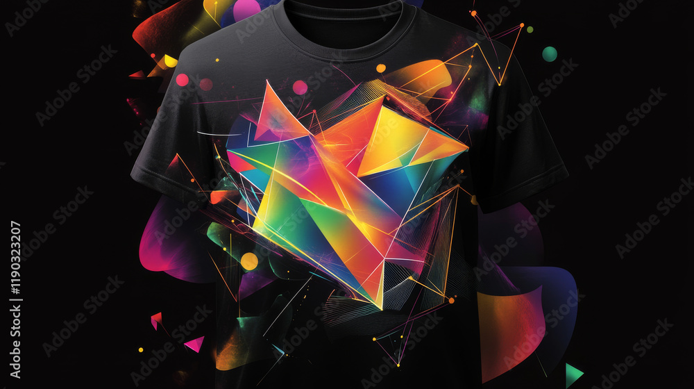 Aufkleber abstract modern color geometric line shape grid for t shirt print mockup. vector set of dynamic fusi