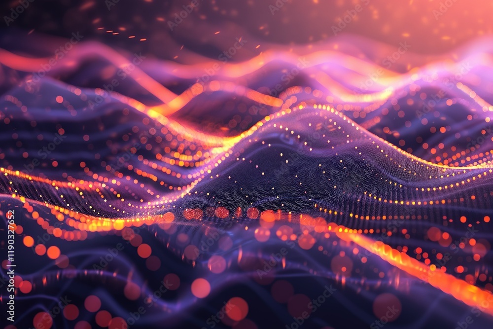 Poster modern conceptual gradient wave of particles. big data. digital background. futuristic elegant desig