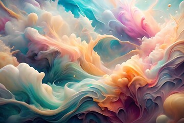 Colorful cloud with a rainbow in the sky