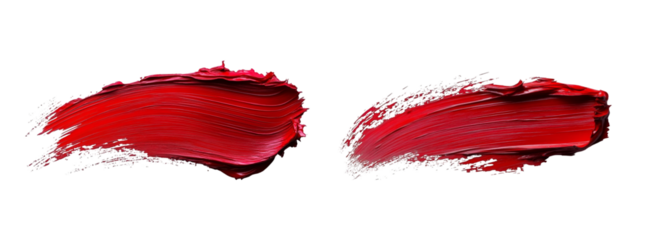 Brushstroke of vibrant red paint on a white backgroun