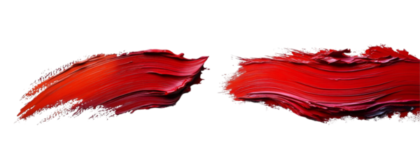 Brushstroke of vibrant red paint on a white backgroun