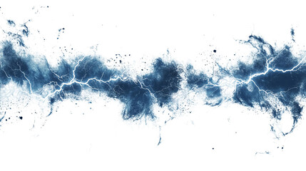 Fototapeta premium Abstract blue lightning and cracks on white background in watercolor painting style.