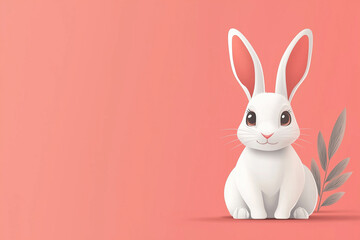 Obraz premium Illustration of a Easter bunny with a soft and friendly expression. Copy space on the left side.