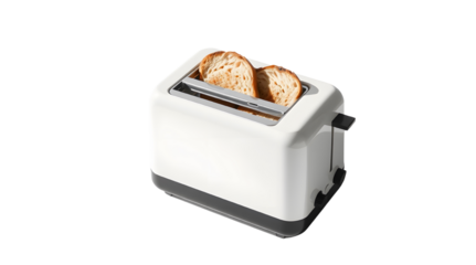 toaster with bread isolated on white background