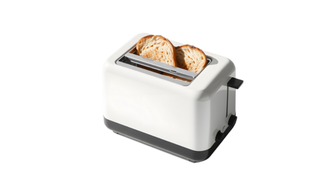 toaster with bread isolated on white background