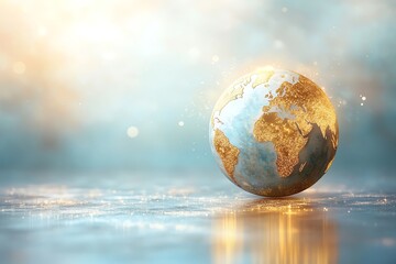 Golden Globe Earth: Serene Celestial Art