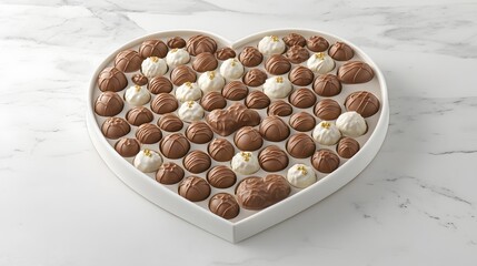 Assorted Milk and White Chocolate Truffles in Heart Shaped Box