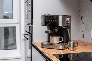 Home cornish coffee machine, making coffee